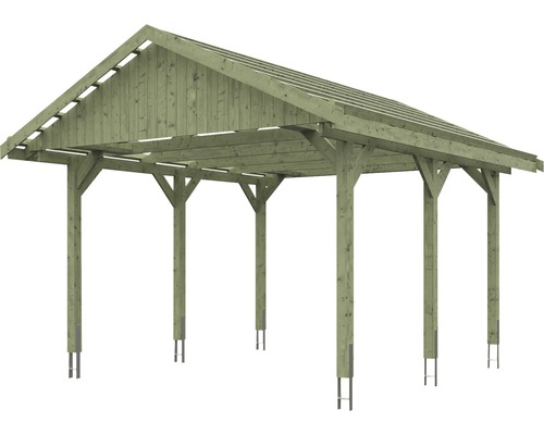 Enkele carport SKAN HOLZ Wallgau incl. daklatten en H-paalankers 430 x 500 cm geïmpregneerd