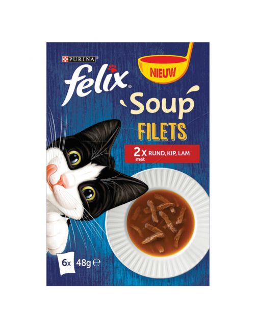 Felix Soup Filets Farm Selectie - Kattenvoer - Rund 6x48 g