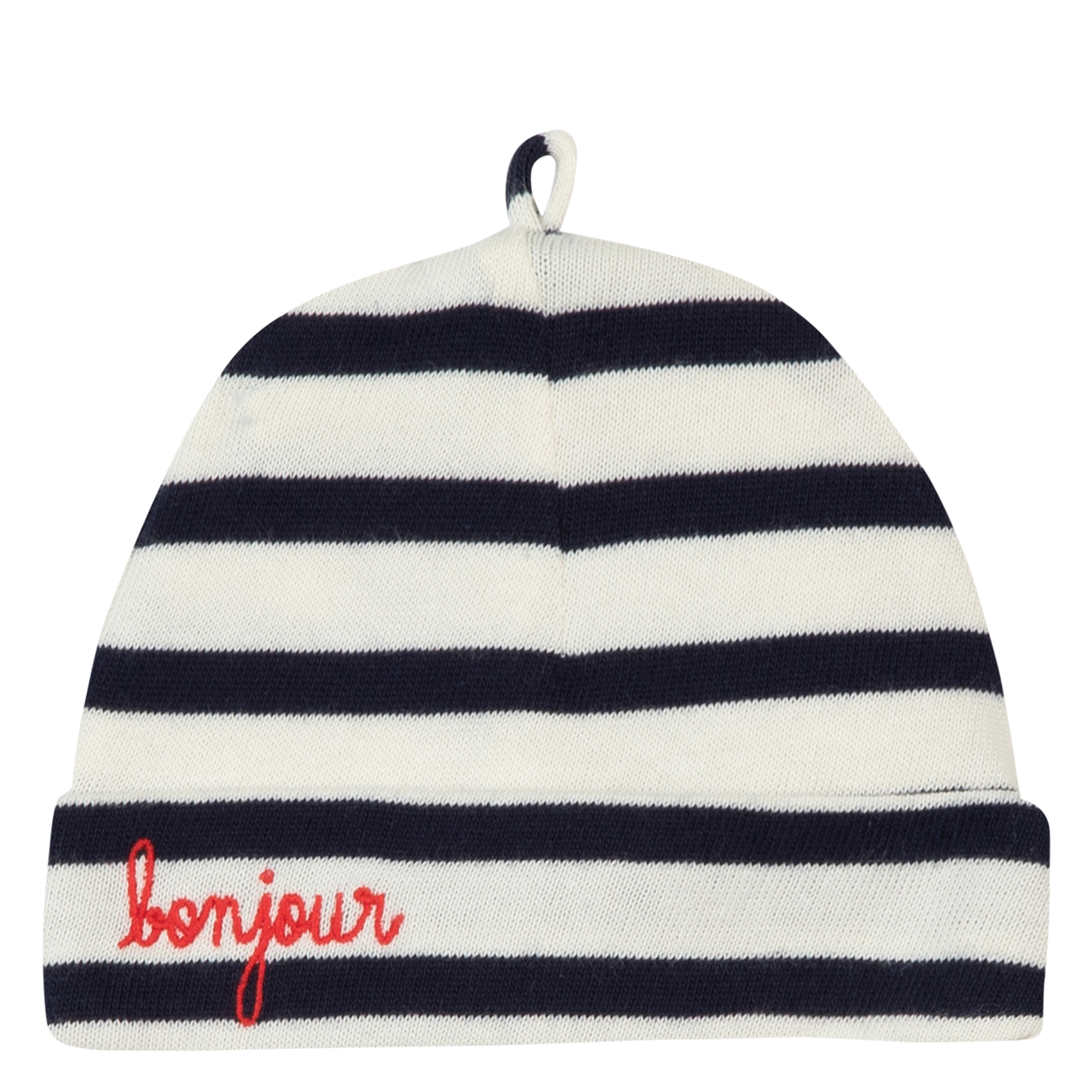 CHAUMONT BONJOUR - Bonnet marinière bonjour en coton bio | Blanc
