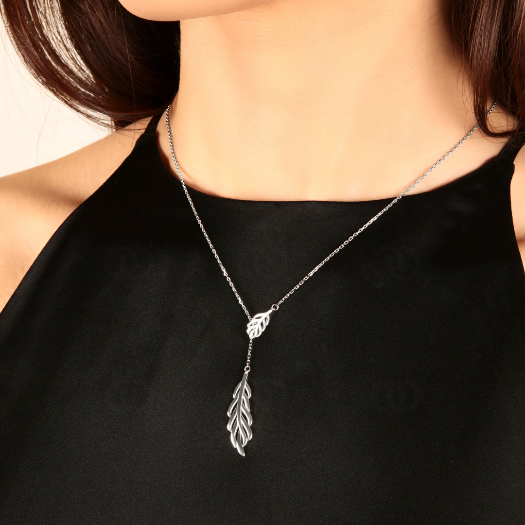 Collier 925 Silber rhodiniert Zweig 42cm