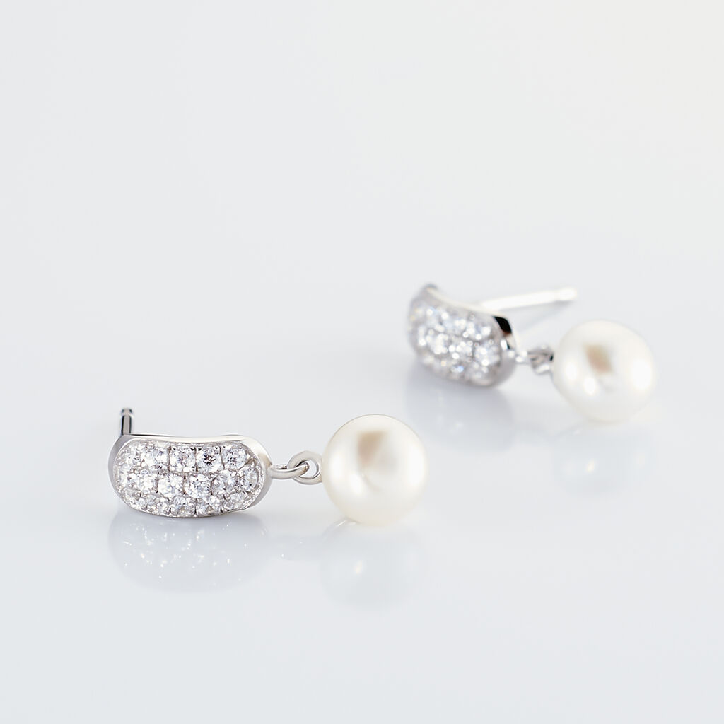 Boucles D'oreilles Pendantes Providence Argent  Perle De Culture Oxyde