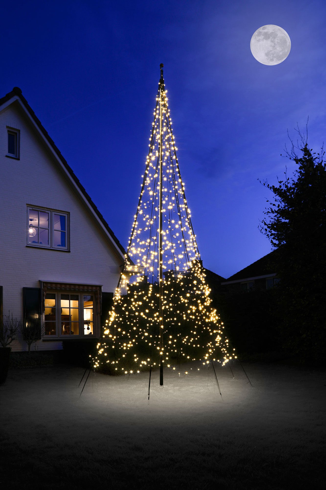 Fairybell - Vlaggenmast kerstboom - 1200 - Warm wit - 600 cm