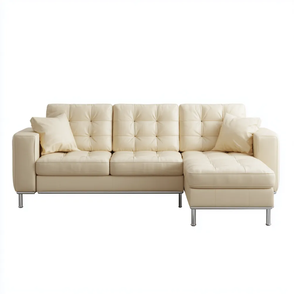 Ecksofa Kunstleder 250x90x80 cm - Creme - Modernes Design