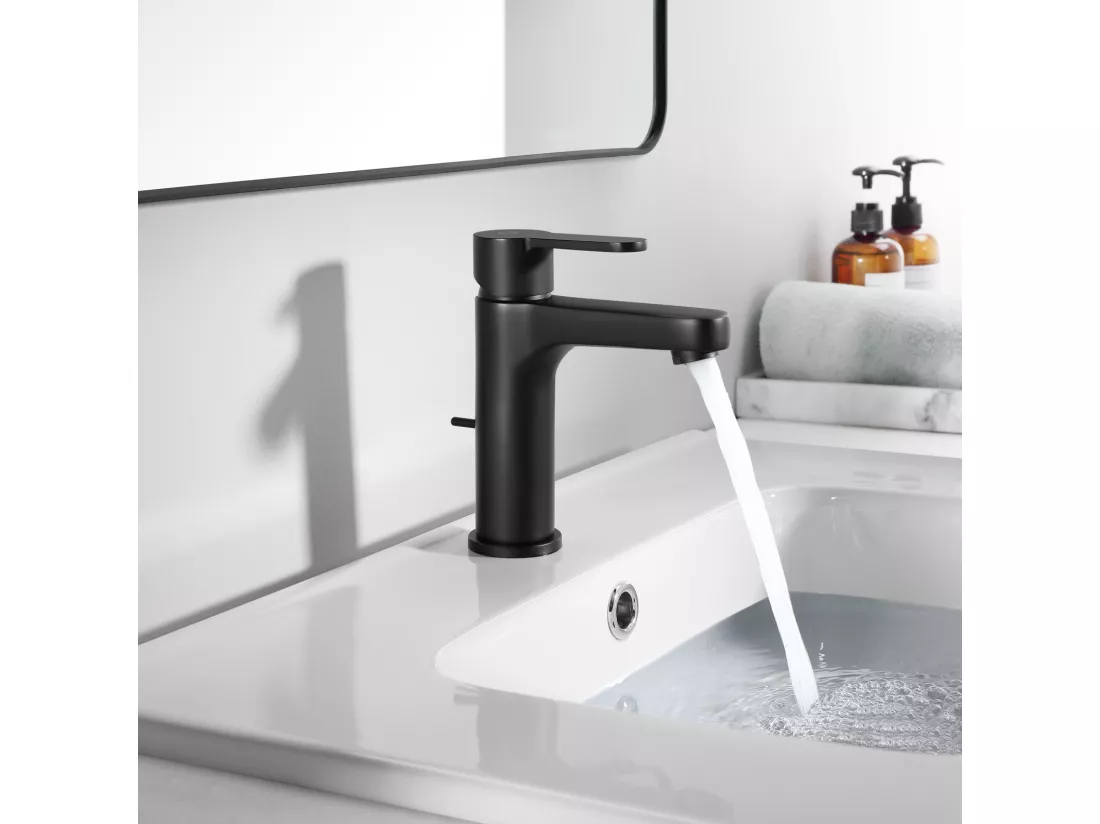 Cecipa max Mitigeur de lavabo Robinet salle de bain à tirette mitigeur lavabo vasque noir,EU Modèle