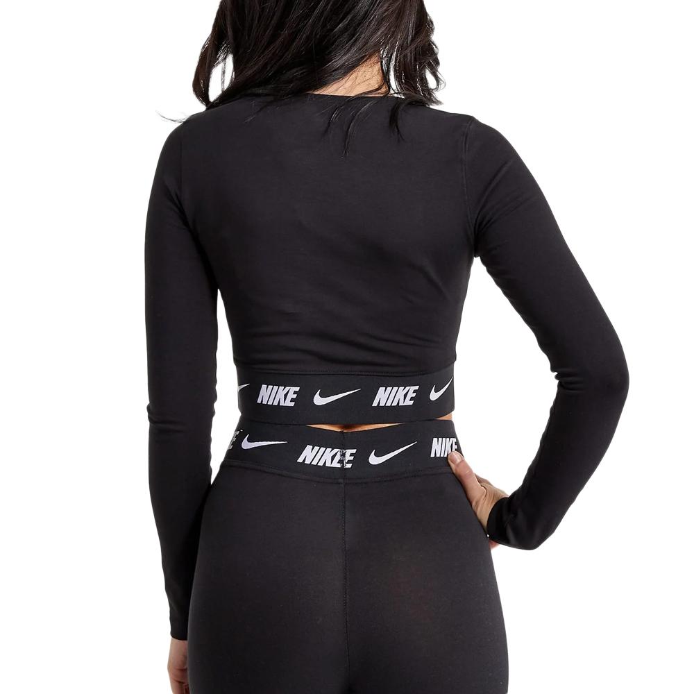 Nike T-Shirt Manches Longues Noire Femme Nike Tape