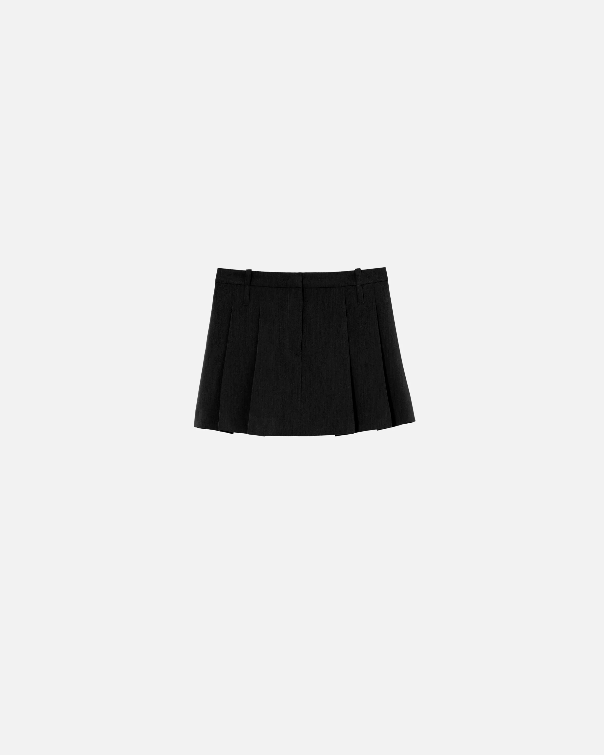 Mini-jupe plissée à poches | Noir