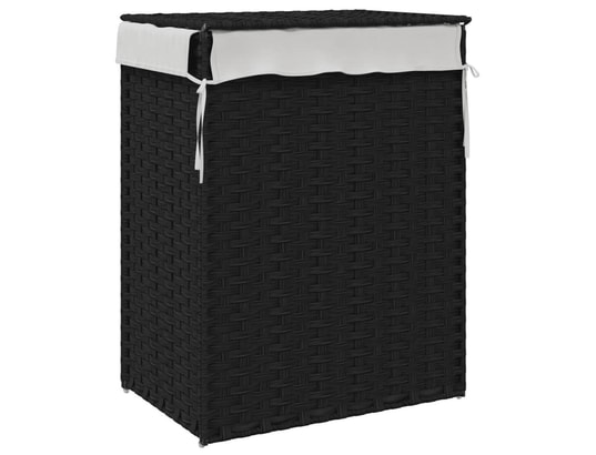 VIDAXL - Panier à linge avec couvercle noir 46x33x60 cm résine tress...