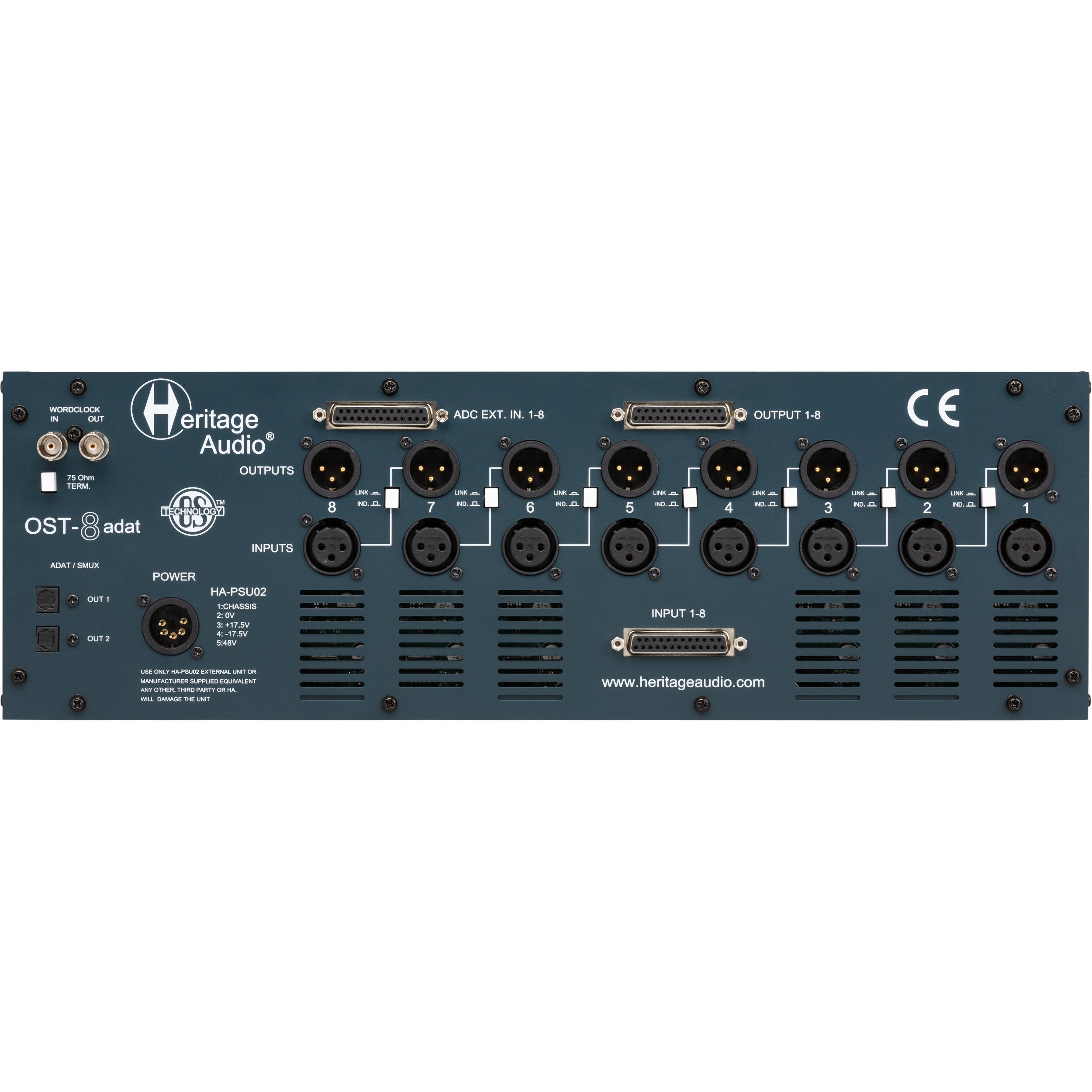 Heritage Audio OST-8 adat rack voor 500-serie met ADAT