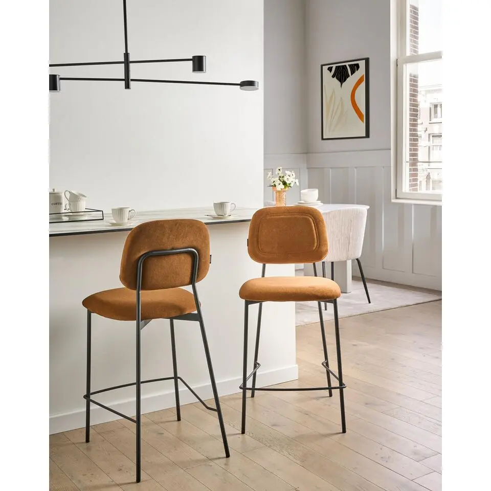 DUETTE - Barkruk set van 2 - Goudbruin - Fluweel