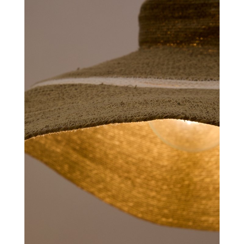 Lampe de plafond Albenya en fibres naturelles et coton, finition naturelle et blanche Ø 90 cm