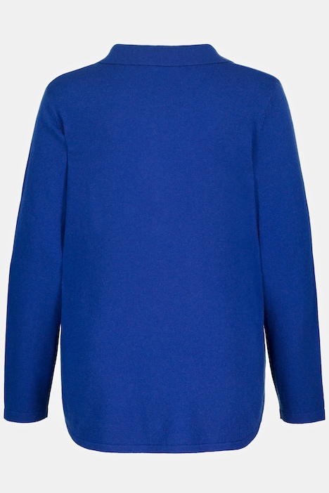 Pullover, edle Wollmischung, Hemdkragen, Langarm