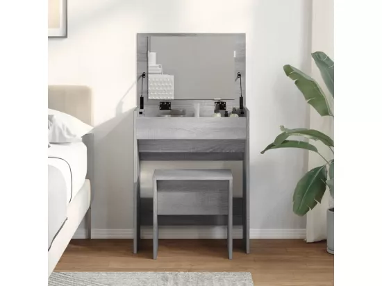 Coiffeuse et tabouret sonoma gris 60x40x113,5 cm