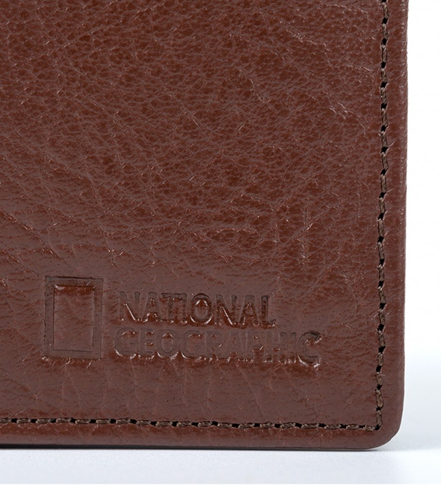 Carteira de couro National Geographic Uranus marrom - 2x10,5x8cm -