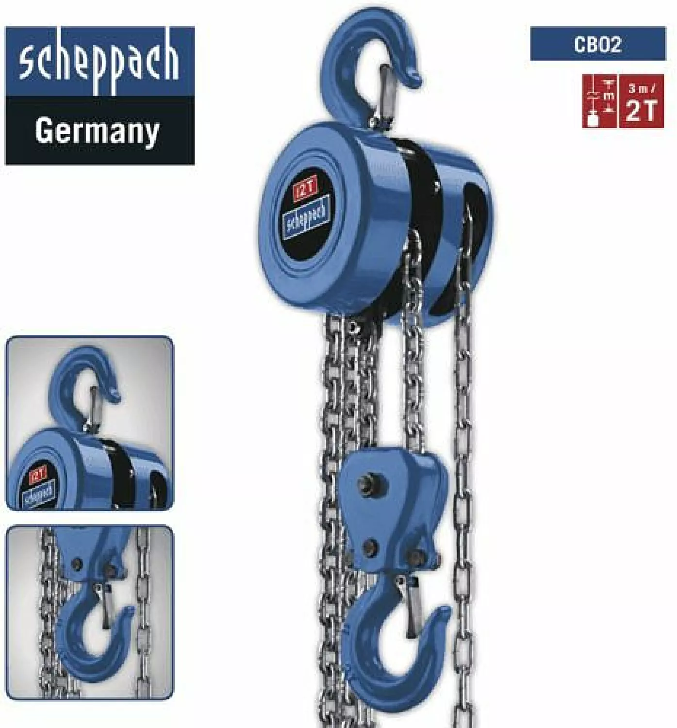 Scheppach CB02 Katrol kettingtakel - 2000kg