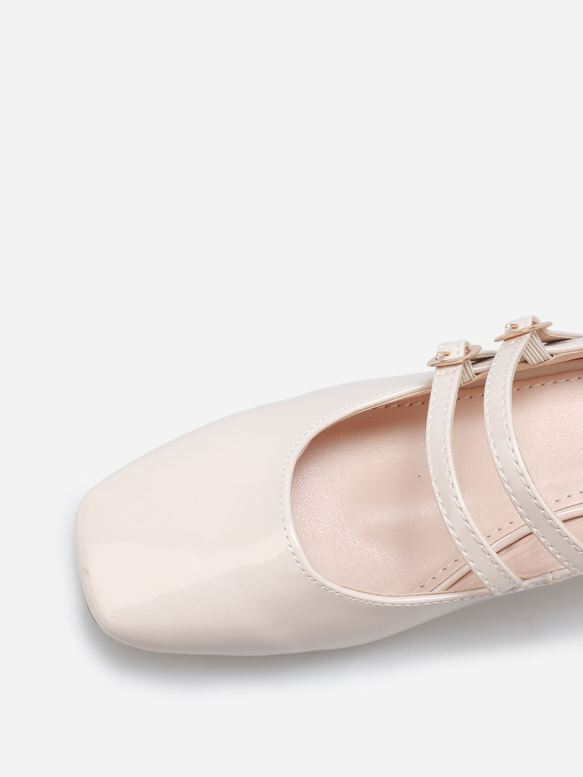 Babies vernies à multiple brides- Beige