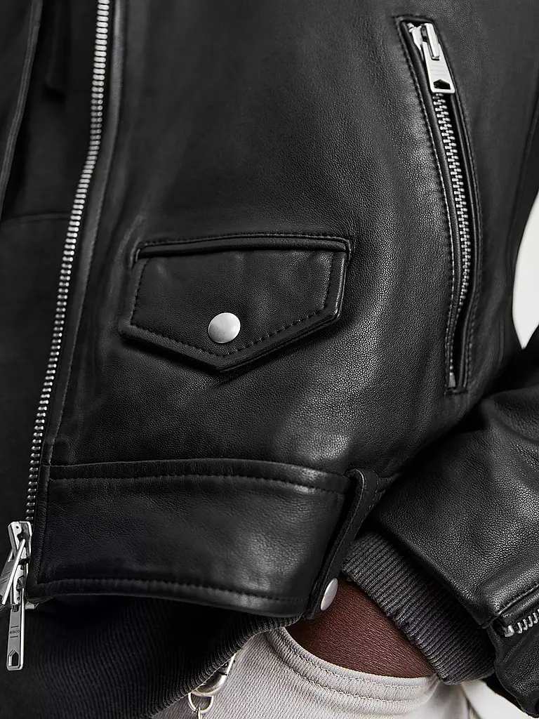 ALLSAINTS Lederjacke Milo schwarz