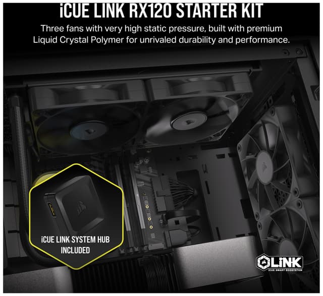 Corsair iCUE LINK RX120 120mm PWM blæser startsæt (3-pakke)