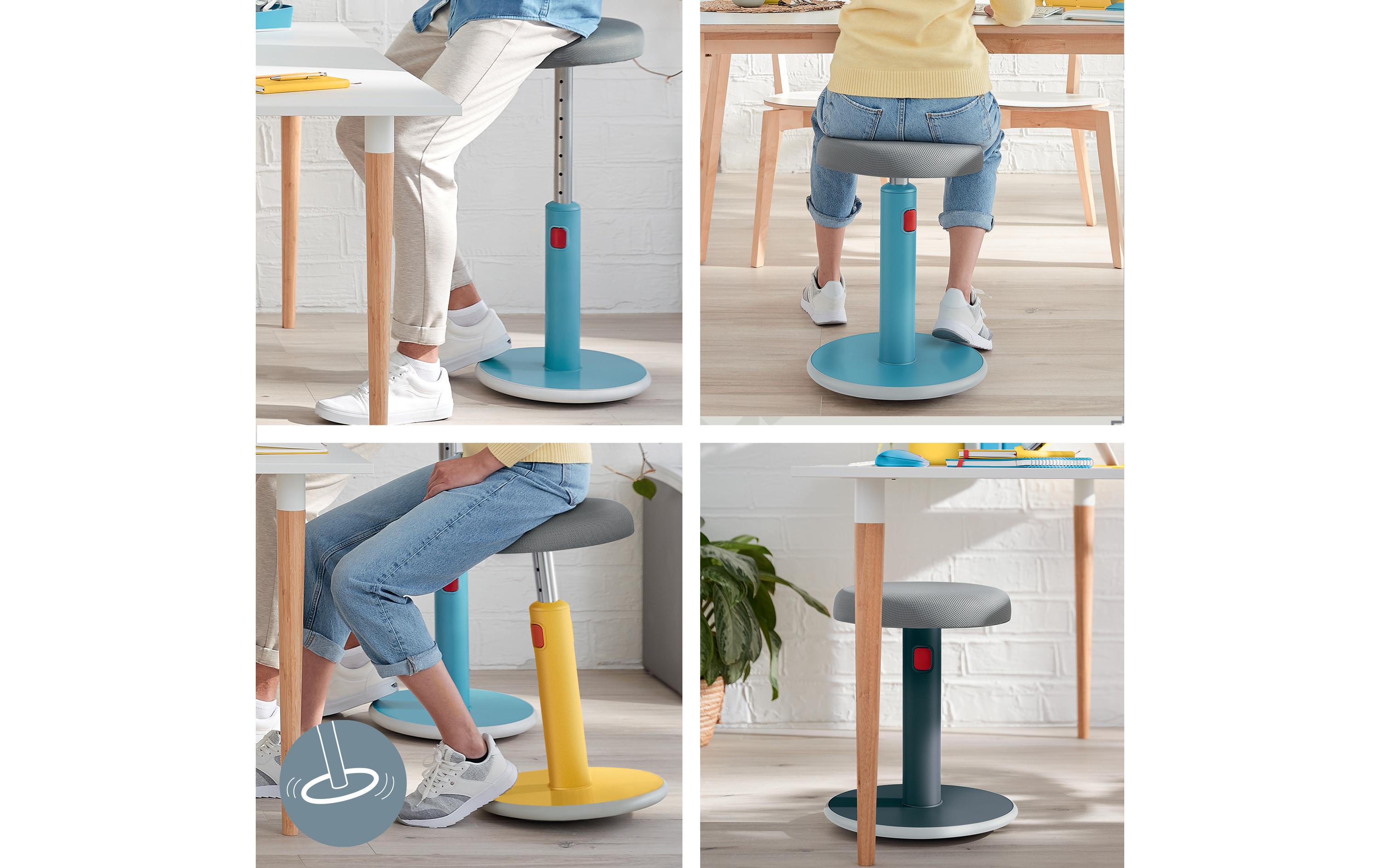 Ergo Cosy Active Sitz und Stehhocker Gelb<br>Höhenverstellbarer, ergonomischer Hocker zum Sitzen und Stehen für eine verbesserte Muskelaktivität und bessere Körperhaltung