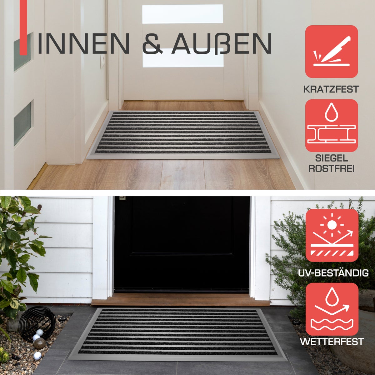 Bomoe AluGant DL aluminium deurmat L60xB90xH1.5cm zilver