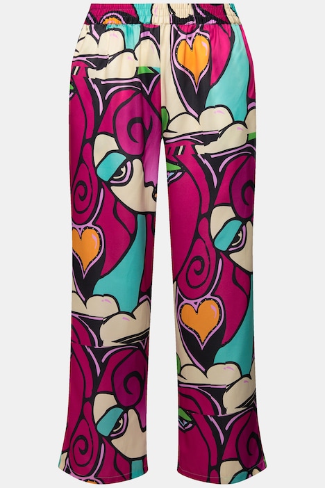 Hose, Satin mit Gesichts-Muster, Elastikbund