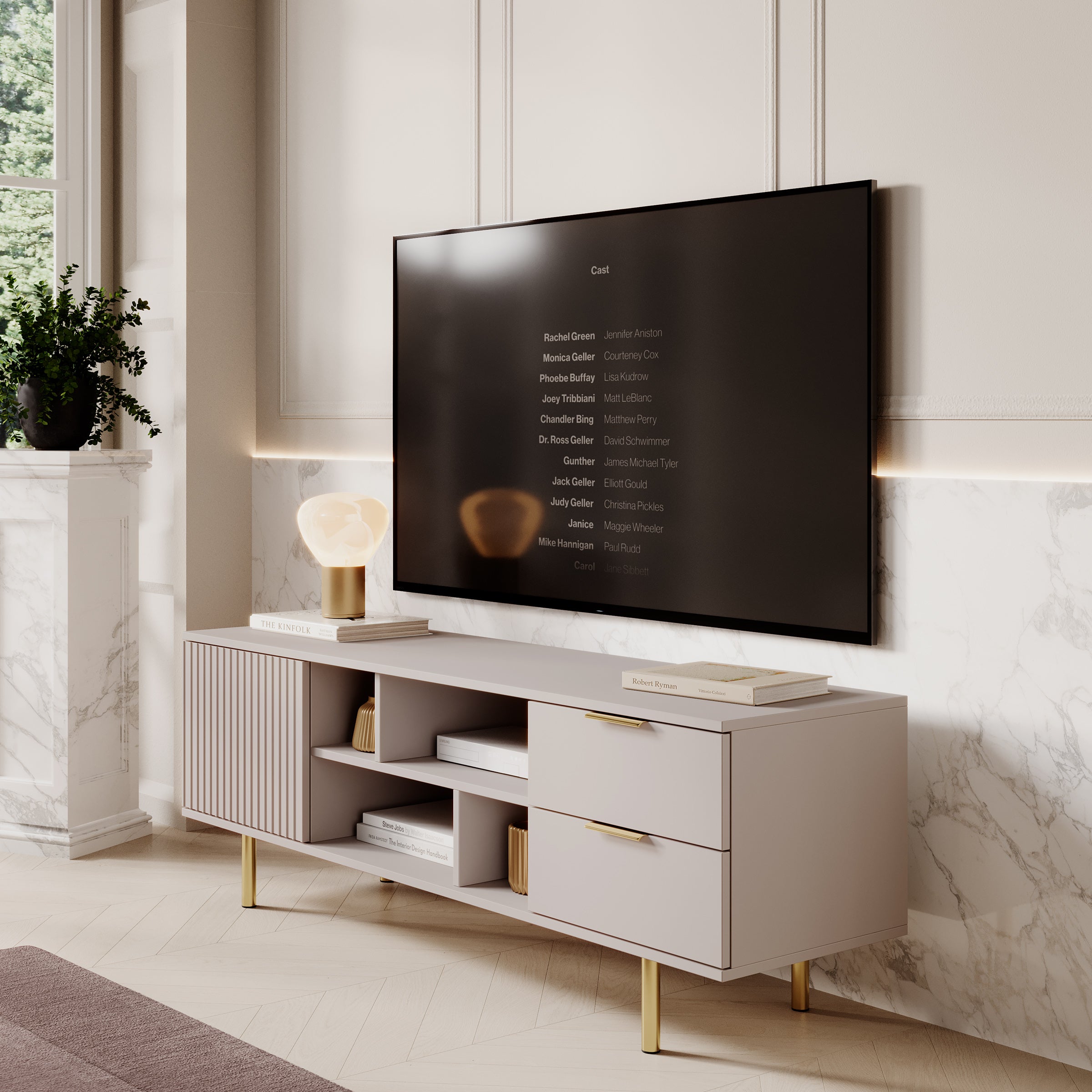 Nicola - TV-Meubel - Beige - 150x41x52 cm