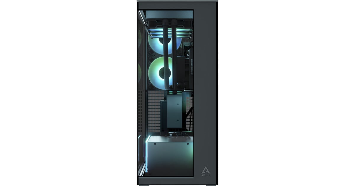 ARCTICXtender VG midi tower behuizing  (Zwart | 2x USB-A | 1x USB-C | RGB | Tempered Glass)