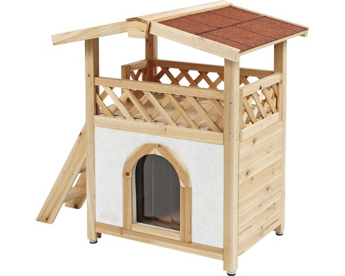 KERBL Tyrol Alpin Buitenkattenhuis 77x59x88 cm naturel
