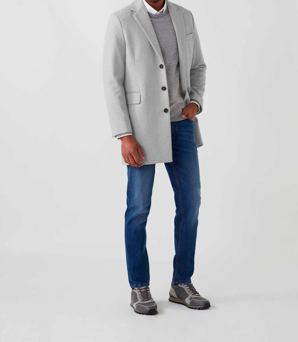 Manteau ville laine mélangé gris clair 