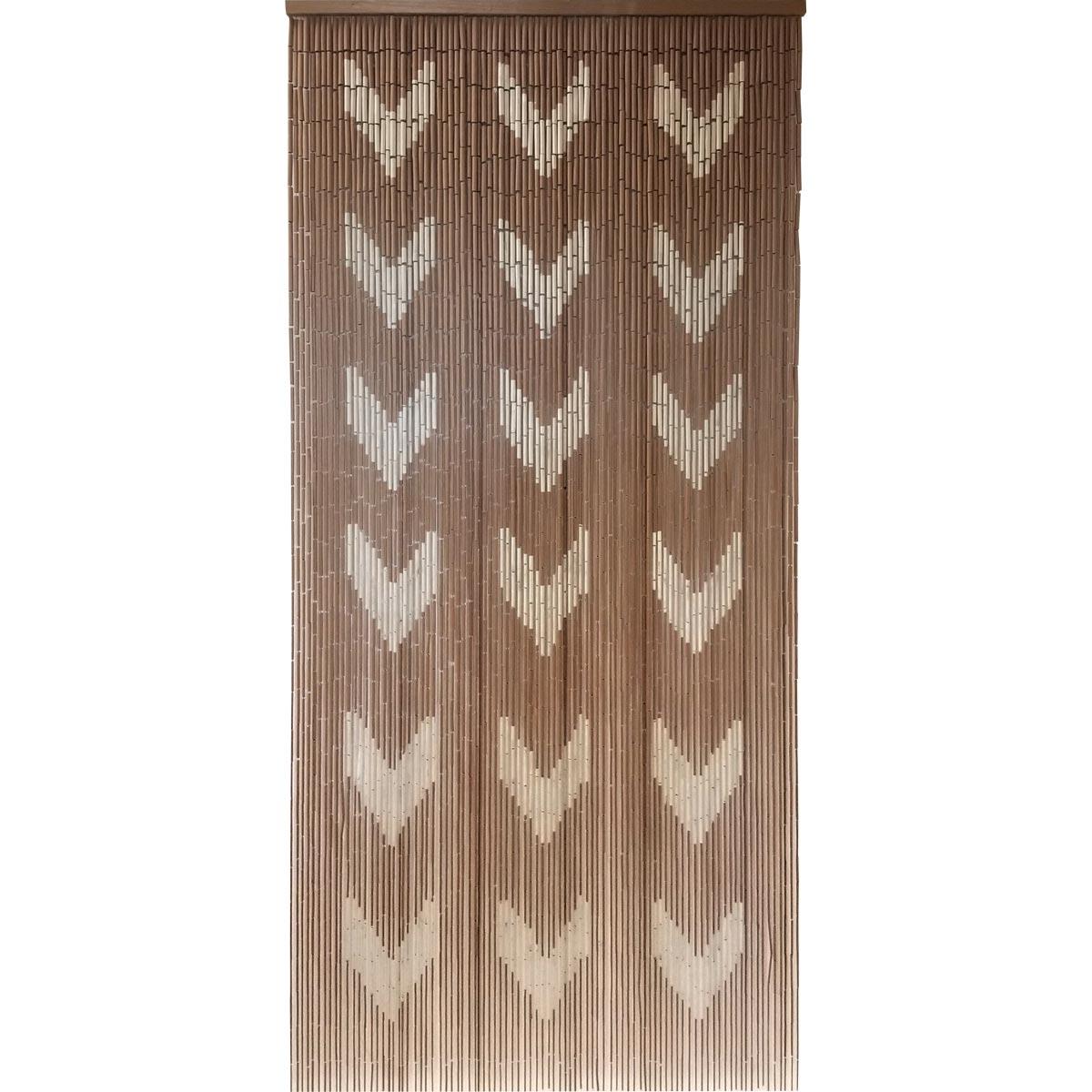 RIDEAU PORTE STICK BAMBOU IMPRIME CHEVRON 90X200CM TAUPE