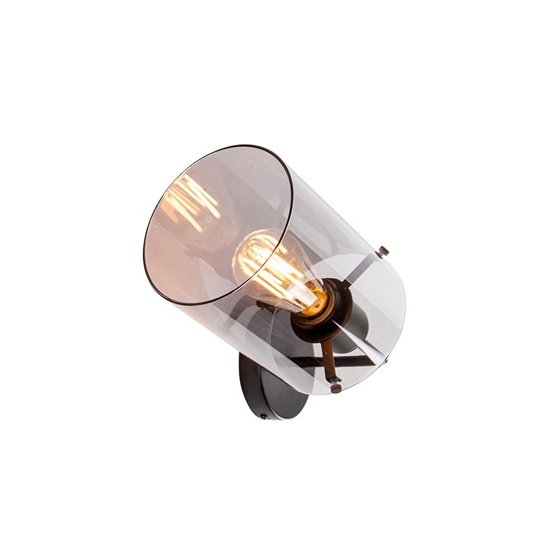 Design wandlamp zwart met smoke glas - Dome