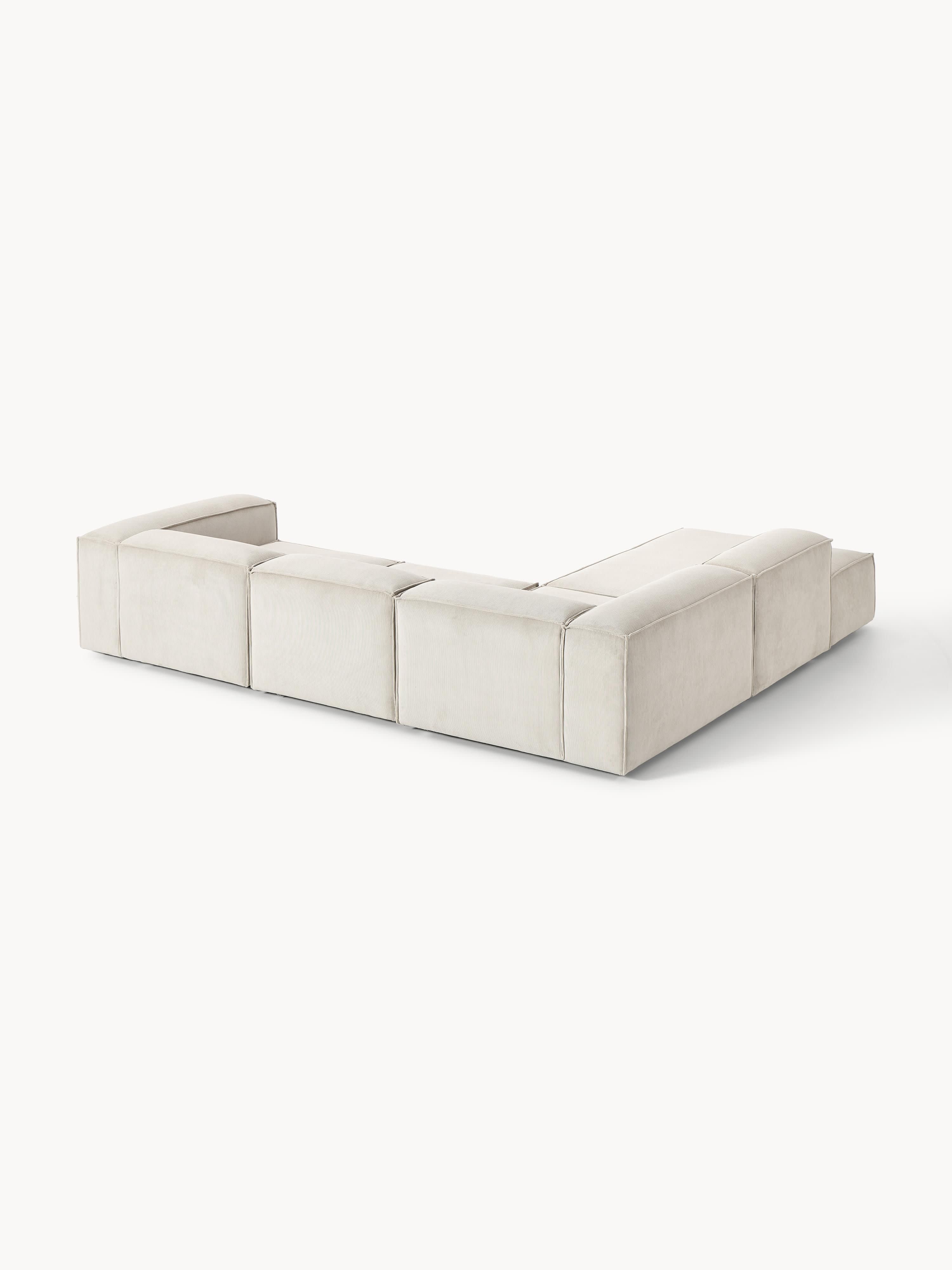 XL modulaire hoekbank van ribfluweel Lennon (4-zits)