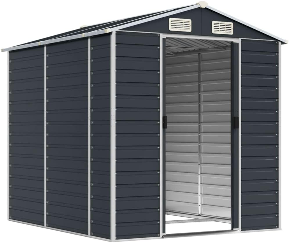 vidaXL Gerätehaus Anthrazit 191x215x198 cm Verzinkter Stahl