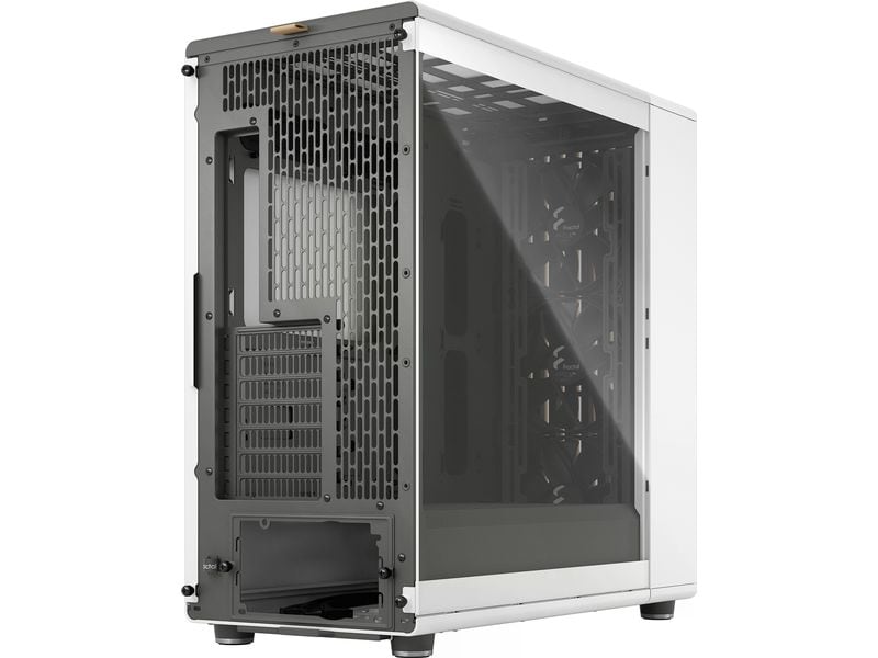Fractal Design PC-Gehäuse North XL TG Clear Weiss Elegantes Gehäuse mit Seitenfenster und offener Front aus echtem Eichenholz