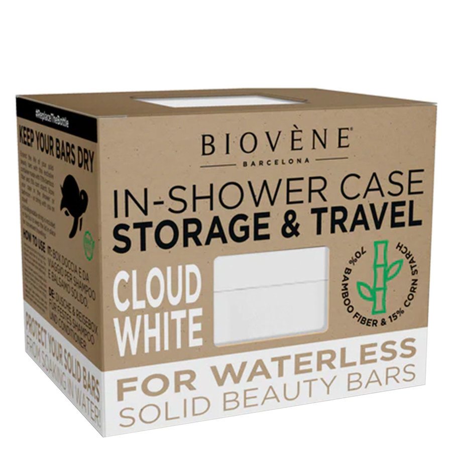 Biovène Bamboo In-Shower Case For Storage & Travel Cloud White