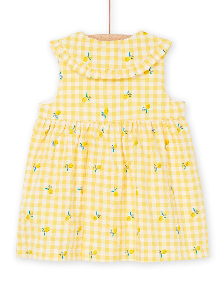 Robe sans manches jaune à imprimé à carreaux