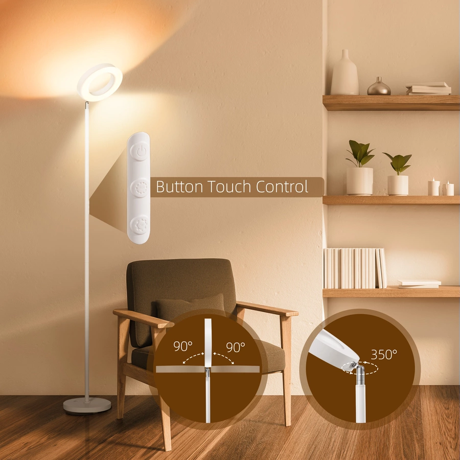 HOMCOM Stehleuchte mit Touch-Schalter weiß