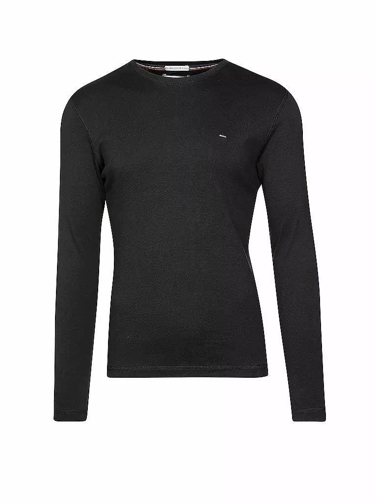TOMMY JEANS Langarmshirt  Slim Fit schwarz