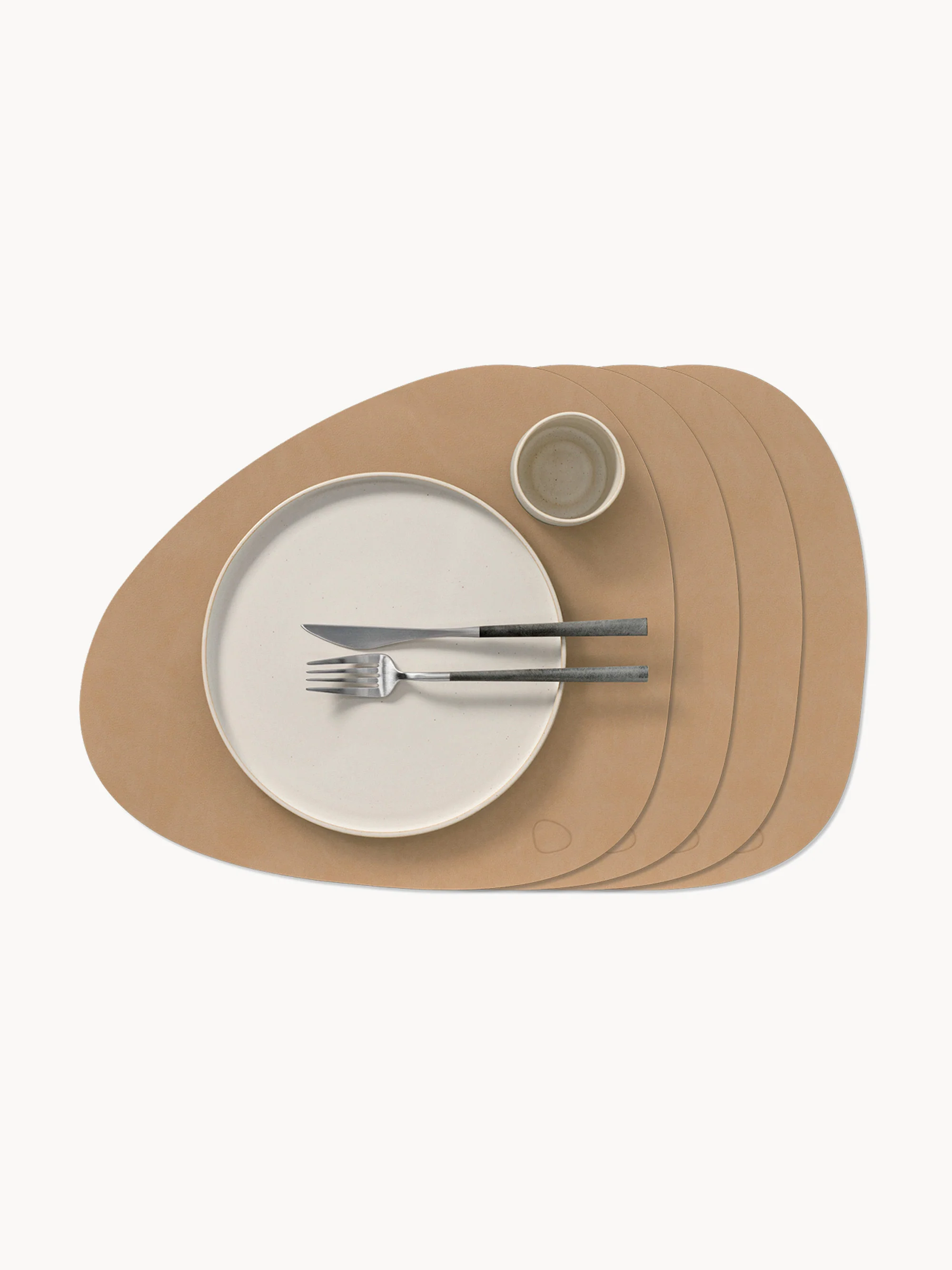 Asymmetrische leren placemats Curve, 4 stuks
