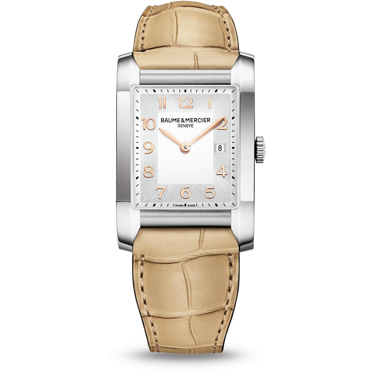 Montre d'occasion Baume et Mercier Hampton femme acier bracelet cuir marron