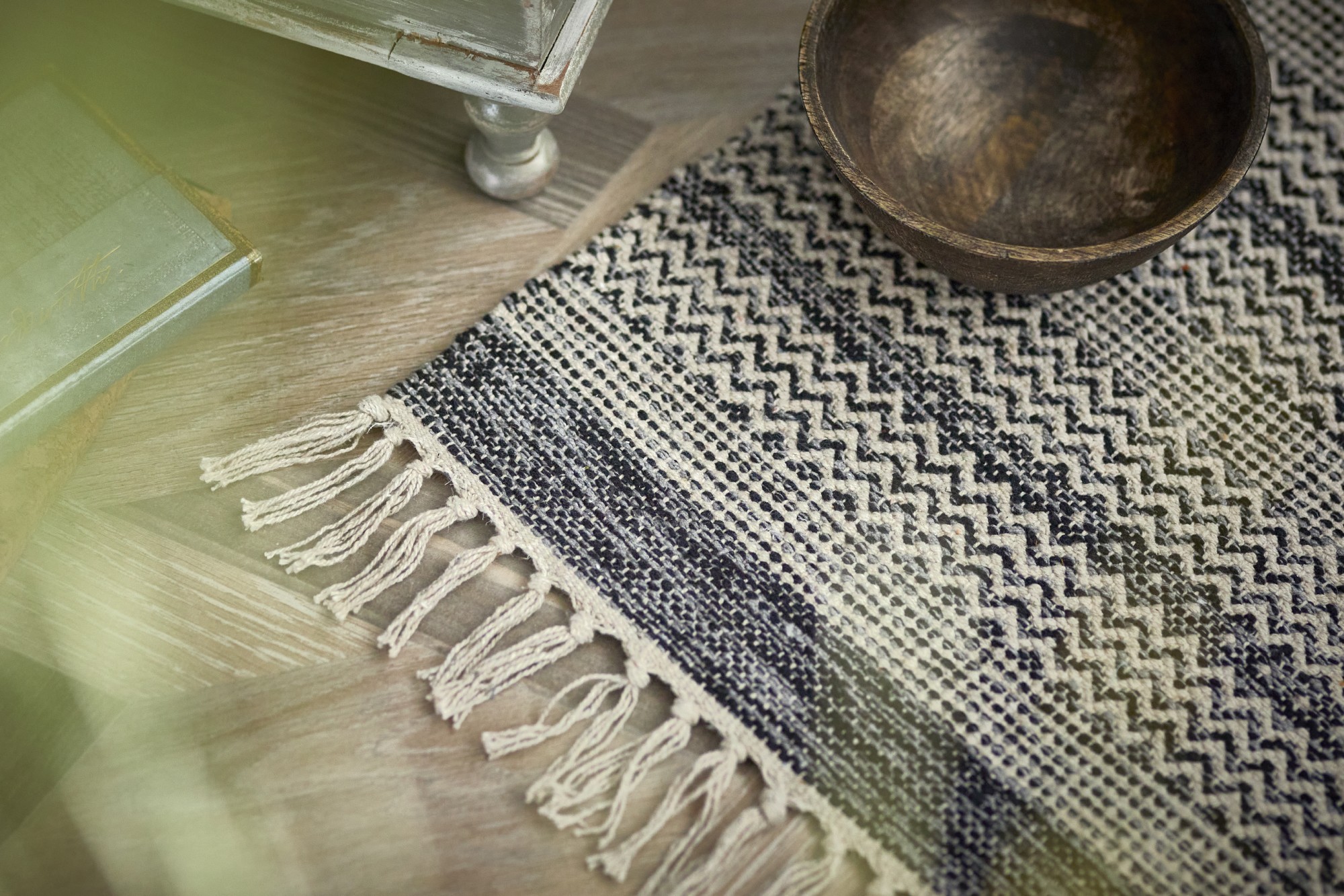 Mini-Rug 'Ashati', schwarz-weiß, T 60 cm, B 90 cm von fischer's lagerhaus