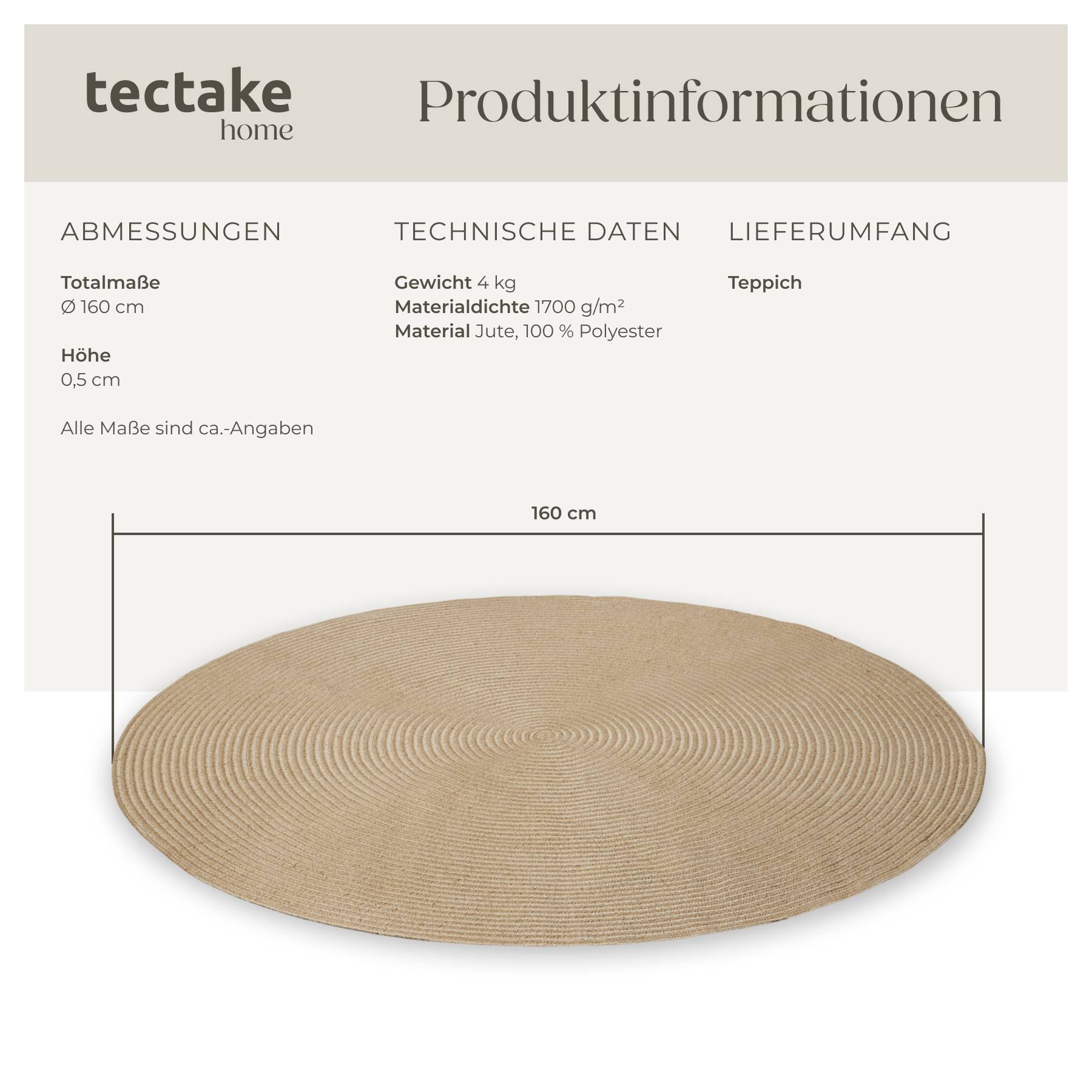 Geflochtener Teppich Vibe aus Jute- und Kunststofffasern