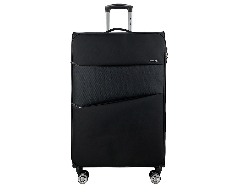 MALA DE VIAGEM GRANDE FLEXÍVEL AIRPORT PRETO 8 RODAS 75CM