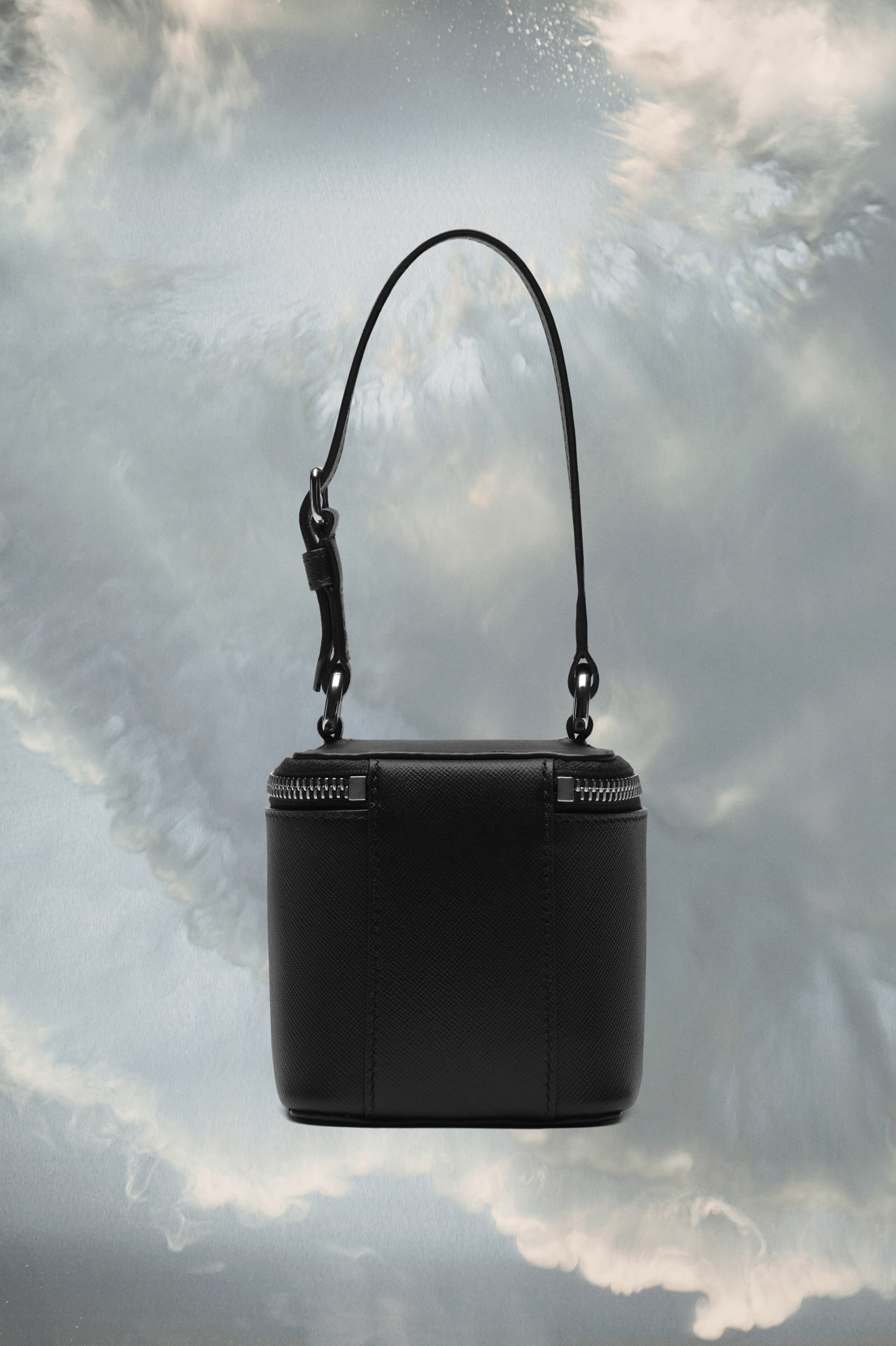 Mini sac box noir en cuir Noir
