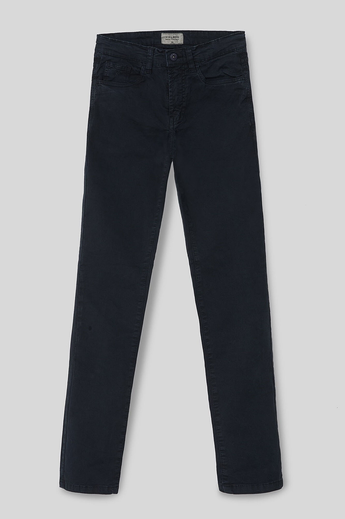 Calça esportiva casual azul marinho com cinco bolsos - Azul marinho