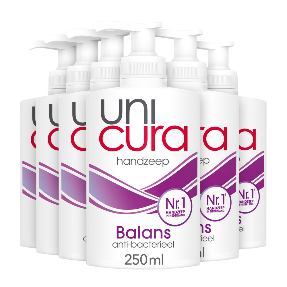 6x Unicura Vloeibare Handzeep Anti Bacterieel Balans250 ml