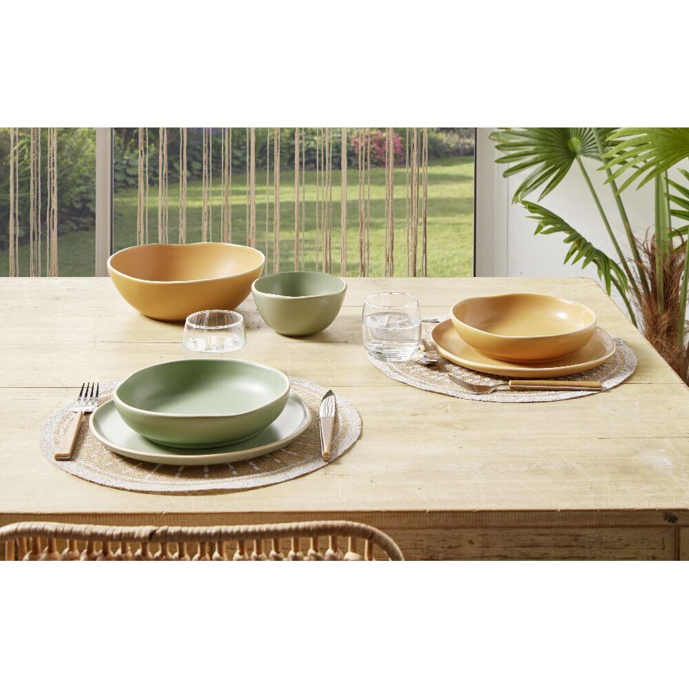 Assiette plate en faïence jaune Ø27xH1,7cm