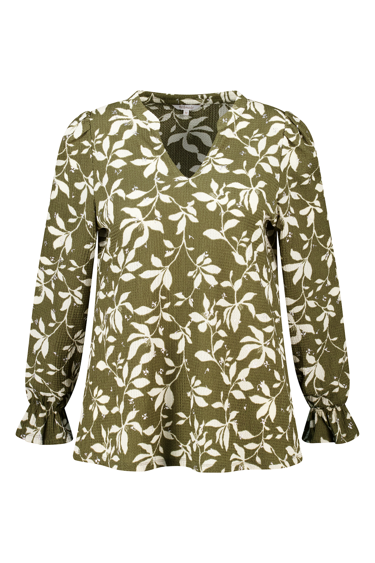 Top met print en stuctuur Multi Khaki