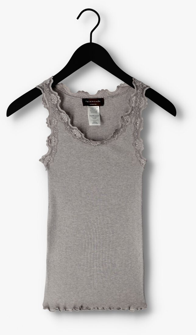 grijze rosemunde top silk top w/ lace