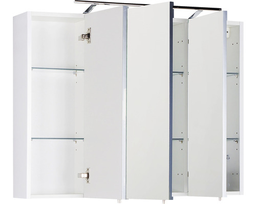Marlin badkamerspiegelkast, 90 x 17,5 x 74 cm, hoogglans wit, 3-deurs, LED, IP20