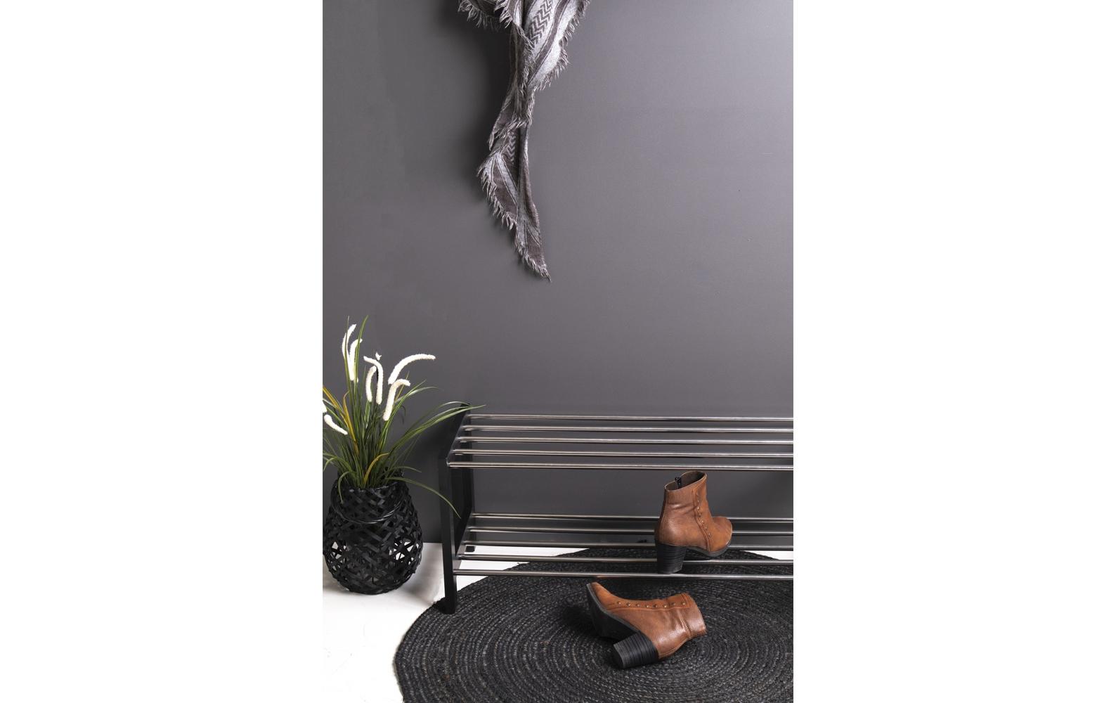Schuhregal Padova 77.8 x 32 cm, Schwarz/SilberSchuhorganizer mir zwei Ablagen